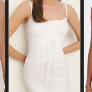 Reformation white linen Ainsley mini dress